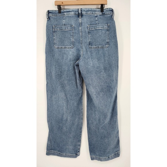 Old Navy Extra High Rise Wide Leg Jeans Womens 14 Patch Pockets Skater Grunge - Picture 7 of 8